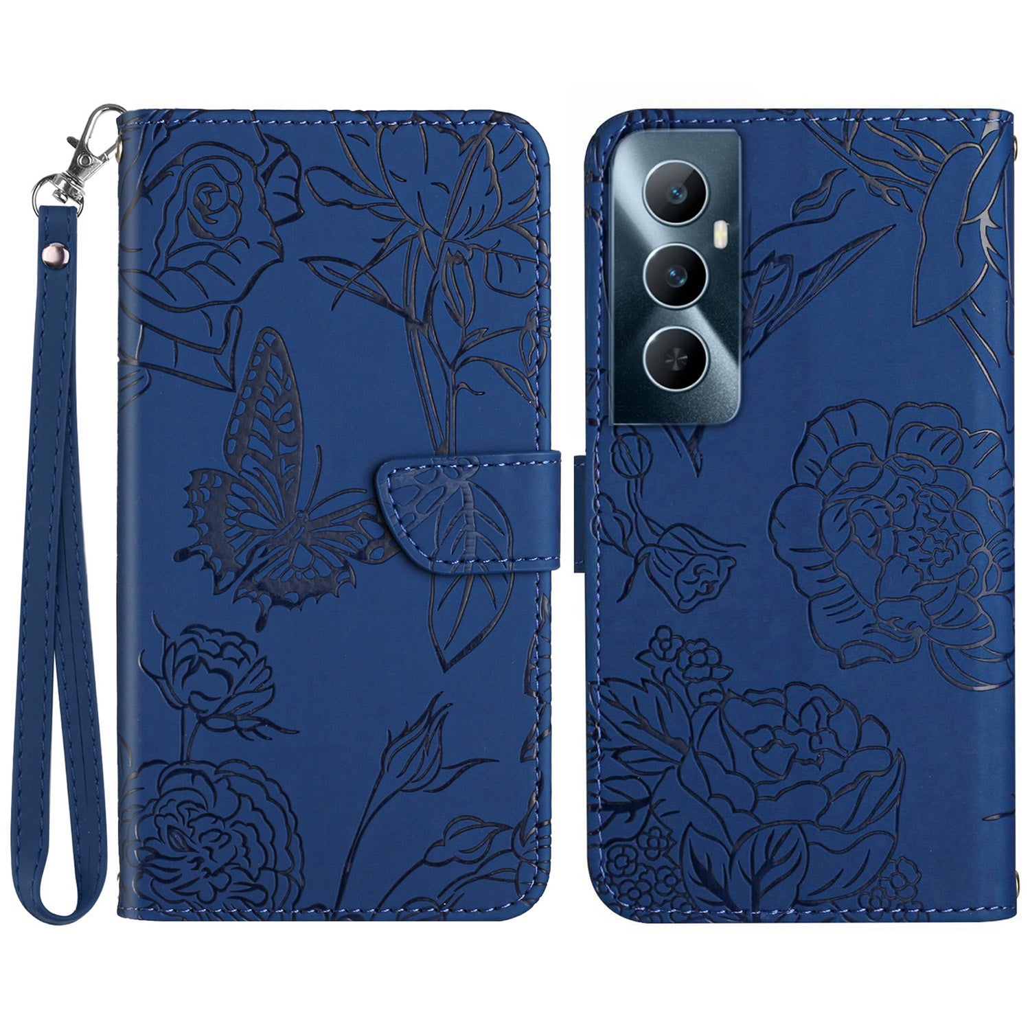 HT03 For Realme C65 4G PU Leather Phone Stand Case Imprinted Pattern Phone Wallet Cover with Hand Strap HT03 For Realme C65 4G PU Leather Phone Stand Case Imprinted Pattern Phone Wallet Cover with Hand Strap